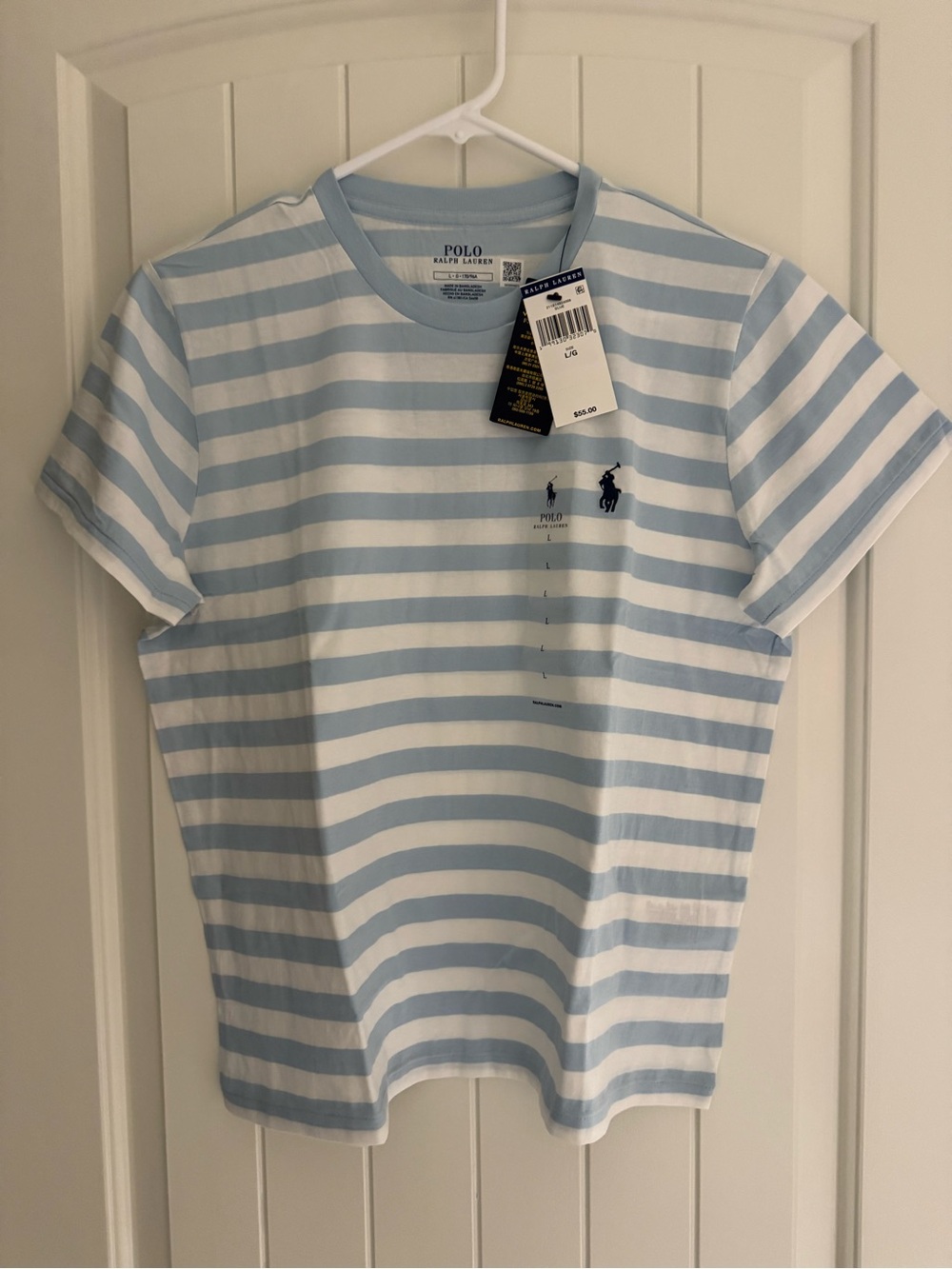Polo by Ralph Lauren women’s NWT Short-Sleeve Stripe- Light Blue/White Large